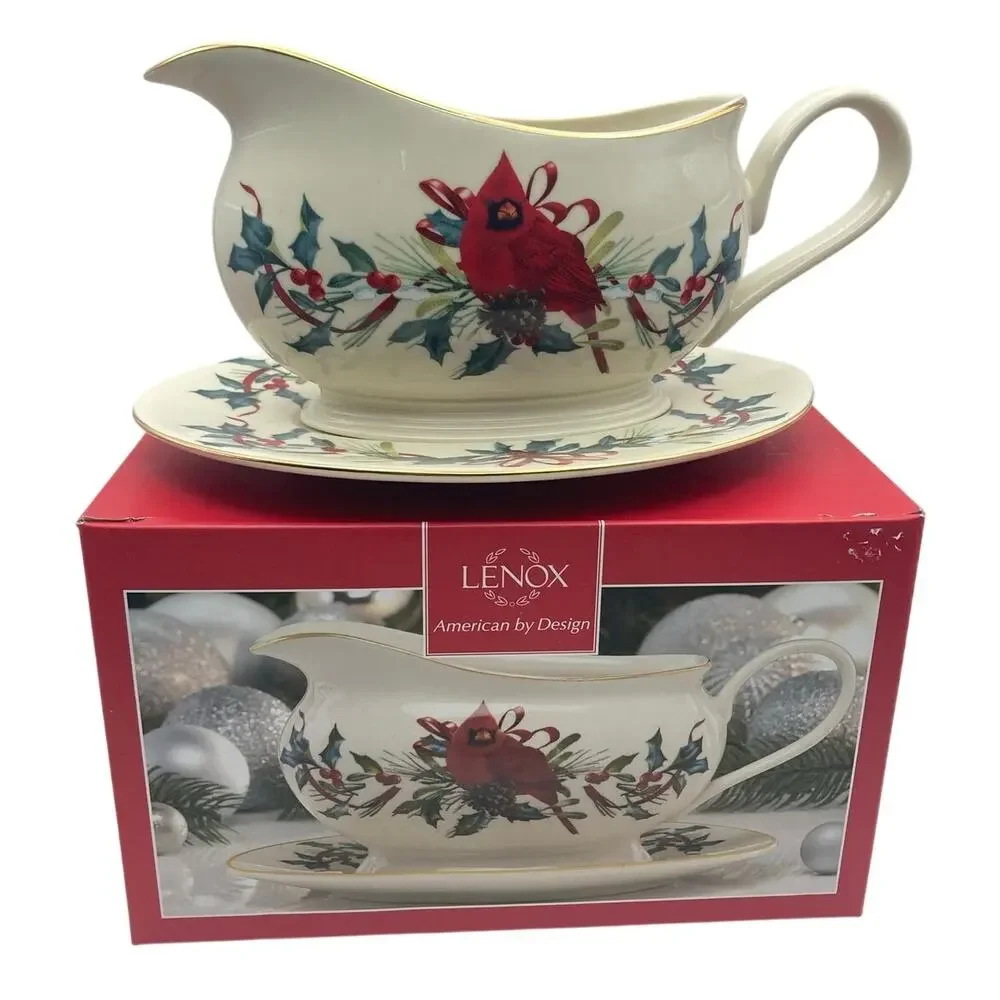 Lenox Winter Greeting Gravy Bowl & Under Plate Original Box